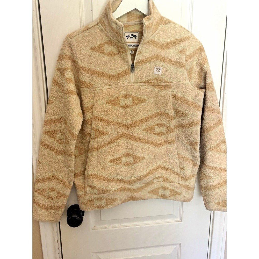 Billabong Adventure Division Womens S Beige Aztec Geo 1/4 Zip Fleece Sweatshirt
